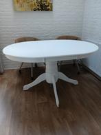 Witte eettafel uitklapbaar rond 100 cm/ ovaal 100x140  cm, Huis en Inrichting, Tafels | Eettafels, Ophalen, Gebruikt, Rond, 100 tot 150 cm