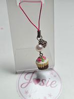 Roze Telefoonhanger met Cupcake #09, Sieraden, Tassen en Uiterlijk, Bedels, Nieuw, 1 bedel, Parel, Met strass