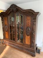 Antieke eikenhouten kast met houtsnijwerk, Ophalen of Verzenden