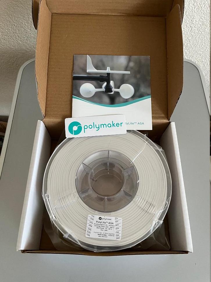 Polymaker PolyLite ASA filament wit 1.75mm 1000g, Computers en Software, 3D-printerbenodigheden, Nieuw, Ophalen of Verzenden