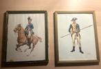 2 prachtige vintage retro schilderijen Infanterie VS, Ophalen of Verzenden