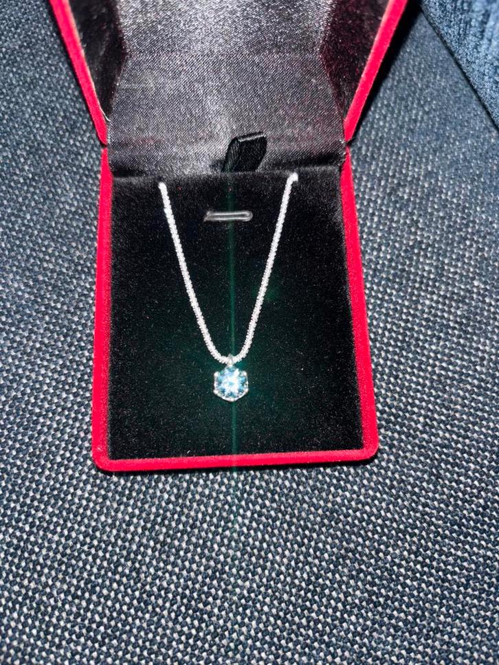 Silver 925 moissanite necklace (ketting), Sieraden, Tassen en Uiterlijk, Kettingen, Zo goed als nieuw, Zilver, Ophalen of Verzenden