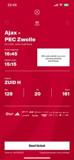 F SIDE KAART AJAX PEC ZWOLLE, Tickets en Kaartjes, Sport | Voetbal, Losse kaart, Eén persoon, December