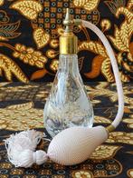 Mooie oude Engelse parfumverstuiver van kristal en koper., Antiek en Kunst, Ophalen of Verzenden