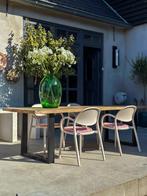 Tuintafel , kloosterhouten planken, Tuin en Terras, Tuintafels, Ophalen of Verzenden, Zo goed als nieuw, Rechthoekig, Metaal