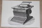 Antieke prent - Schrijfmachine van Remington - 1885 !!, Verzamelen, Foto's en Prenten, Gebruikt, Ophalen of Verzenden, Voor 1940