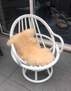 💝 Vintage loungestoel kuipstoel fauteuil wit rotan, Ophalen, Boho beach, Minder dan 75 cm, Riet of Rotan