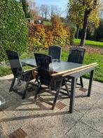 Tuinset grijs 4 stoelen en tafel 30 euro weg = weg, Ophalen, 4 zitplaatsen, Kunststof, Gebruikt