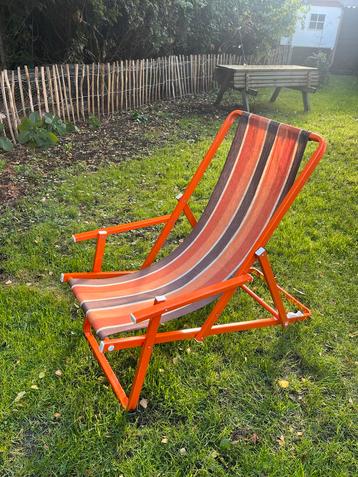 Retro Strandstoel tuinstoel - Oranje 70’s vintage beschikbaar voor biedingen