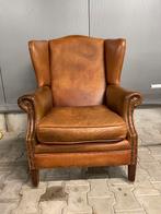 Chesterfield oorfauteuil, cognac kleur schapenleer, Huis en Inrichting, Fauteuils, Ophalen, Gebruikt, 75 tot 100 cm, Leer