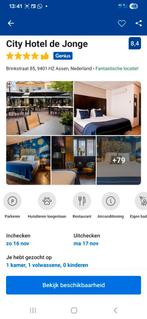 Hotel overnachting Assen 16-11-2025 inclusief ontbijt, Tickets en Kaartjes, Twee personen, 1 overnachting