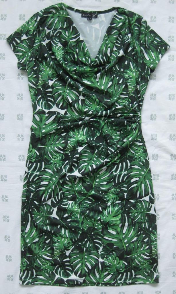 Smashed Lemon groene jurk, bladeren Monstera, mt S, Kleding | Dames, Jurken, Zo goed als nieuw, Maat 36 (S), Groen, Boven de knie