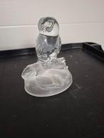 Vintage Kristallen Uil - 15x10cm, Huis en Inrichting, Woonaccessoires | Vazen, Gebruikt, Wit, Ophalen of Verzenden, Glas