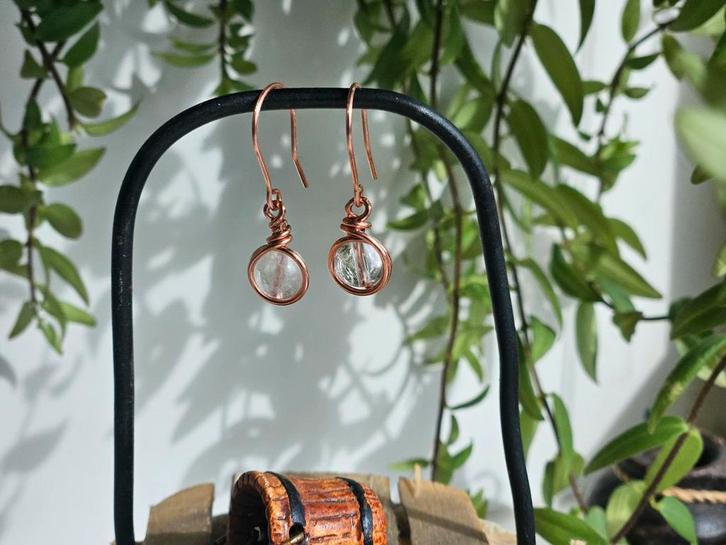 Bergkristal Hangers - Handgemaakt van Koperdraad, Sieraden, Tassen en Uiterlijk, Oorbellen, Nieuw, Hangers, Overige materialen