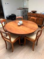 Antieke tafel met zes stoelen., Huis en Inrichting, Complete eetkamers, Ophalen, Gebruikt, 4 tot 6 stoelen