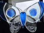 2x vlinder glas-in-lood metaal decoratie versiering beeldje, Gebruikt, Ophalen