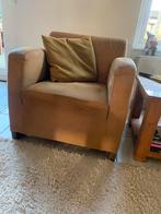 2x Cognac lederen fauteuils, Huis en Inrichting, Fauteuils, Ophalen, Gebruikt, 50 tot 75 cm, Leer