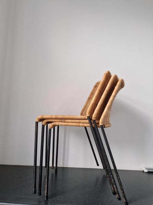3x design stoel - Herbert Hirche voor A. Polak 1950s, Huis en Inrichting, Stoelen, Zo goed als nieuw, Bruin, Ophalen