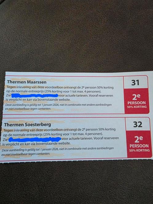 Voordeelbon thermen Maarssen en Soesterberg, Tickets en Kaartjes, Kortingen en Cadeaubonnen, Twee personen, Spa of Sauna, Kortingsbon
