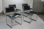 4 Vintage Bataille 't Spectrum SE 18 Zwart Tuigleren Stoelen, Huis en Inrichting, Ophalen, Info@spectrumdesign.nl, Zwart, Halvemaanstraat 18 A Eindhoven