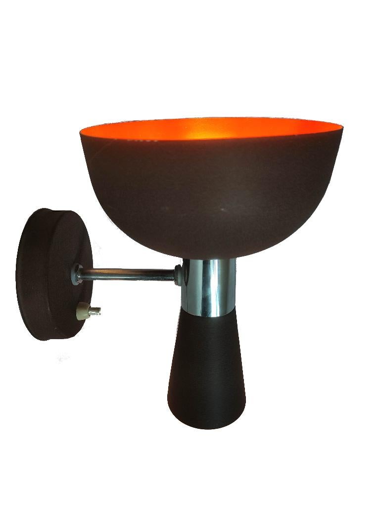 Schitterende vintage Herda design diabolo wandlamp, Huis en Inrichting, Lampen | Wandlampen, Ophalen of Verzenden, Gebruikt, Metaal