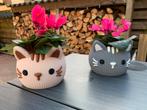 Kattenbloempot met gebreid patroon – €15 per stuk, Kunststof, Rond, Ophalen of Verzenden, Binnen