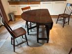 Antieke Engelse Eiken Tafel (gateleg) met 6 Stoelen, Antiek en Kunst, Ophalen