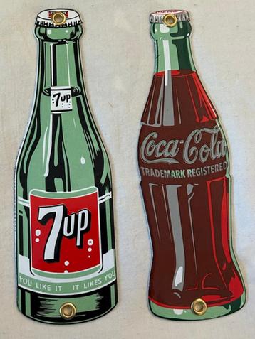 emaille deurpostjes flesjes 7up & coca cola beschikbaar voor biedingen