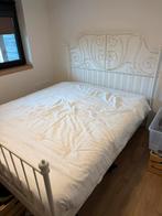 2 persoonsbed IKEA Leivrik 160 200, Huis en Inrichting, Slaapkamer | Bedden, Ophalen, Wit, Tweepersoons, Zo goed als nieuw