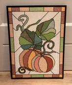 Geborduurd schilderij pompoenen oranje bruin groen, Minder dan 50 cm, Overige typen, Ophalen of Verzenden, Zo goed als nieuw