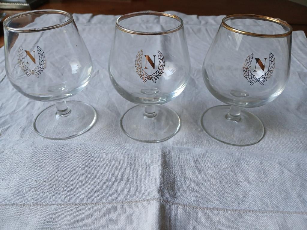 Vintage Cognac Glazen met Gouden Rand, Ophalen of Verzenden, Gebruikt