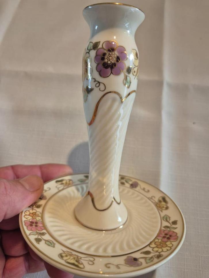 Zsolnay kandelaar handpainted - Vintage uniek - goudverf, Antiek en Kunst, Antiek | Keramiek en Aardewerk, Ophalen of Verzenden