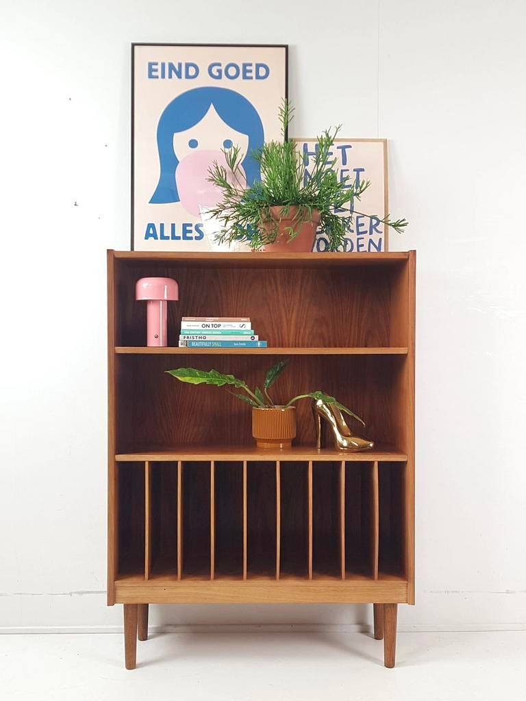 Vintage deense LP kast | wandmeubel palissander fineer, Ophalen of Verzenden, Nieuw in verpakking, 12 inch