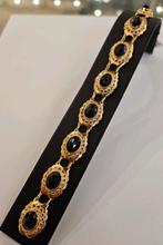 Vintage 14 karaats gouden armband bezet met Granaat geelgoud, Ophalen of Verzenden, Zo goed als nieuw, Met edelsteen, Goud