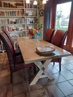 Vier mooie Cognac-kleurige leren eetkamerstoelen 125,--, Ophalen, Overige materialen, Minder dan 50 cm, Gebruikt