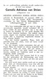 Strien Cornelis 1898 Raamsdonk 1960 Den Bosch, Ophalen of Verzenden, Bidprentje