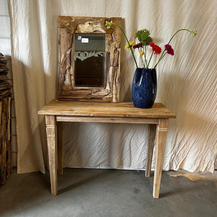 Sidetable - 110 x 48 cm - robuust massief teak - TTM Wonen, Huis en Inrichting, Tafels | Sidetables, Nieuw, 25 tot 50 cm, 100 tot 150 cm
