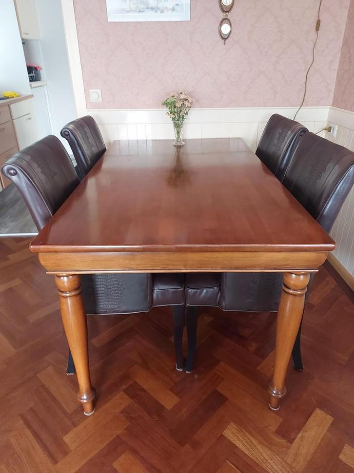 Eethoek met 4 lederlook stoelen, Huis en Inrichting, Complete eetkamers, Gebruikt, 4 tot 6 stoelen, Ophalen