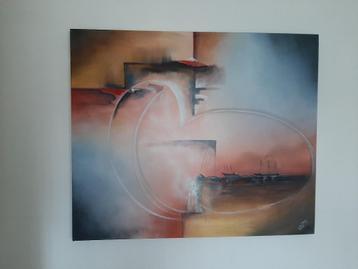 Olie- of acrylverfschilderij.  beschikbaar voor biedingen