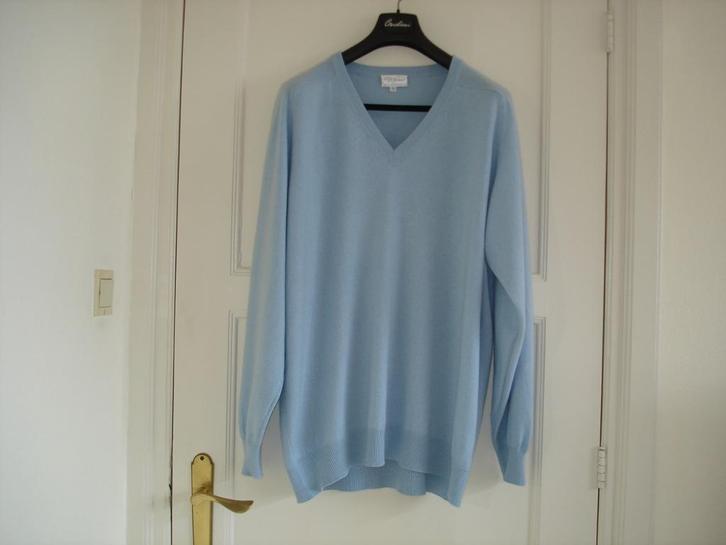 heren trui lichtblauw 100 % cashmere maat XL, Kleding | Heren, Truien en Vesten, Gedragen, Maat 52/54 (L), Blauw, Ophalen