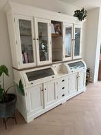 Witte buffetkast met glazen deuren, Huis en Inrichting, Ophalen, Gebruikt, 200 cm of meer, Met lade(s)