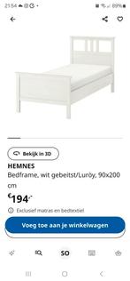 Ikea Hemnes bed 90x200 cm wit met lattenbodem en matras €100, Ophalen, 90 cm, Eenpersoons, Wit