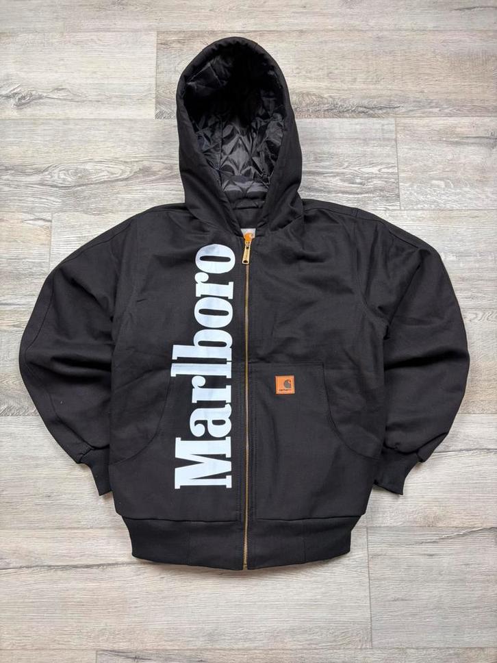 Carhartt en Marlboro vintage werkjas zwart - maat M, Kleding | Heren, Jassen | Winter, Nieuw, Maat 48/50 (M), Zwart, Ophalen of Verzenden
