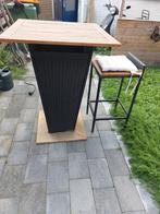 Statafel met 4 hoge krukken AANBIEDING, Ophalen, Gebruikt, Rechthoekig, Hout