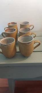 6 handgemaakte keramiek koffie mokjes, Keramiek, Ophalen of Verzenden, Zo goed als nieuw, Overige stijlen