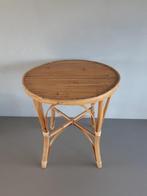 Retro vintage ronde bamboe tafeltje, Ophalen, Huis en Inrichting