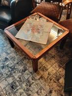 Vintage Salontafel met Glazen Blad, Ophalen, Gebruikt, 50 tot 100 cm, Glas