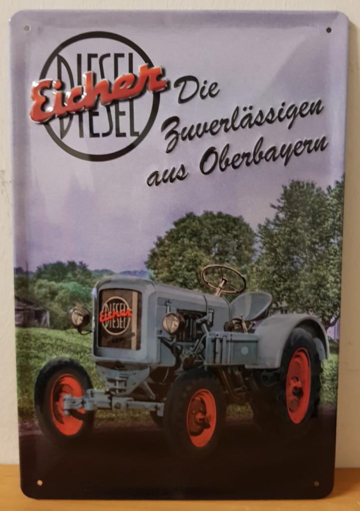 Eicher Diesel aus Oberbeyern tractor relief metalen wandbord, Verzamelen, Merken en Reclamevoorwerpen, Nieuw, Reclamebord, Verzenden