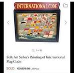 Hand-Painted International Code of Flag Vlag Signals - 1890, Ophalen of Verzenden