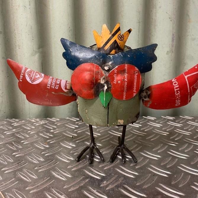 Blikken Uil - oud blik - upcycling- Mancave, Huis en Inrichting, Woonaccessoires | Overige, Zo goed als nieuw, Ophalen of Verzenden